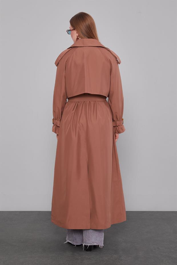 Kahve Kol Kemerli Trençkot
