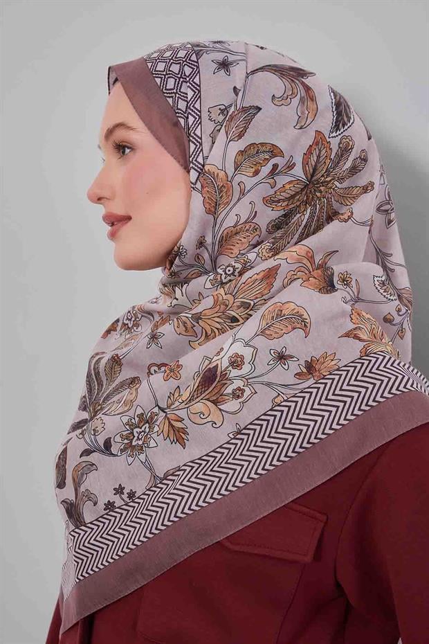 Kahve Lale Desen Sport Şal