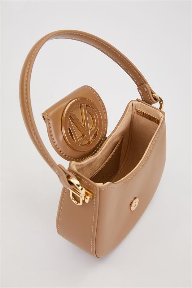 Kahve Logo Detay Zincirli El Çantası