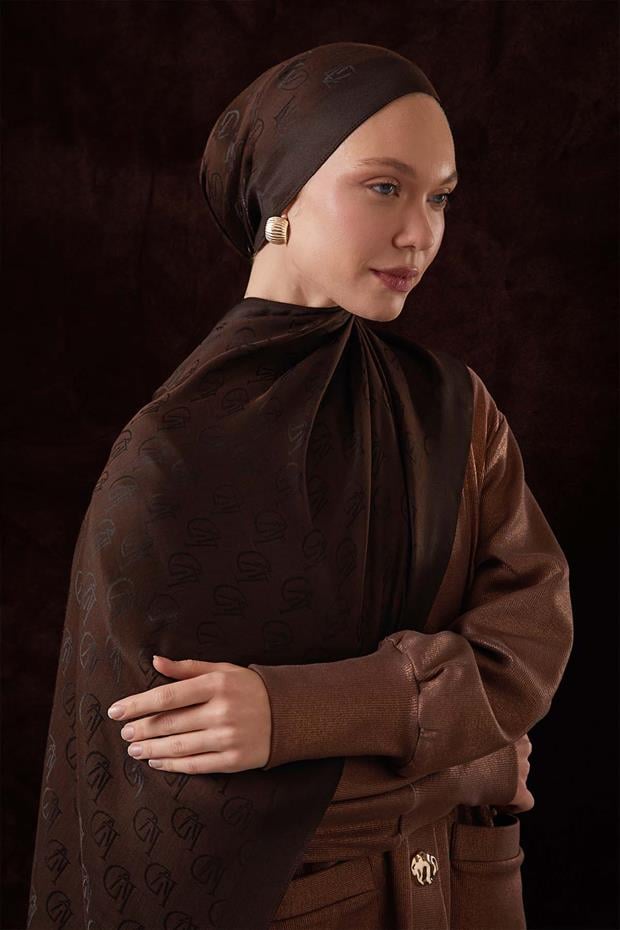 Kahve LVD Baskılı Naia Jakar Şal