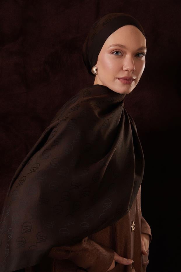 Kahve LVD Baskılı Naia Jakar Şal