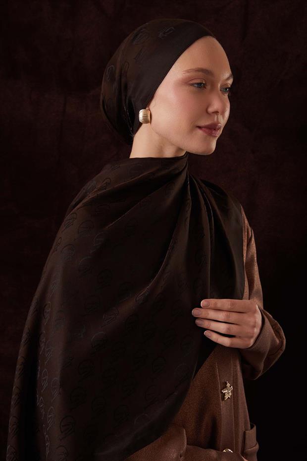 Kahve LVD Baskılı Naia Jakar Şal