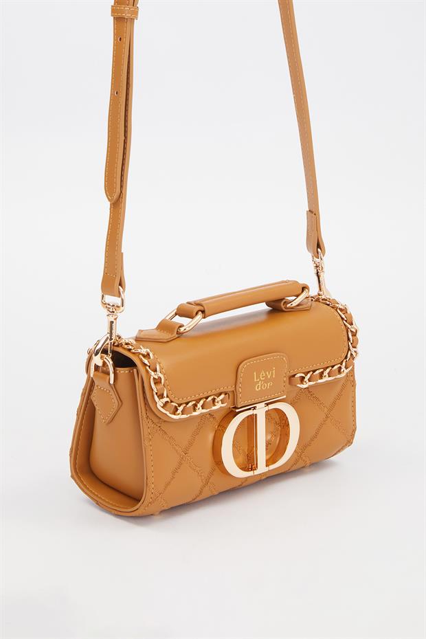 Kahve Metal Halka Detay Omuz Çantası