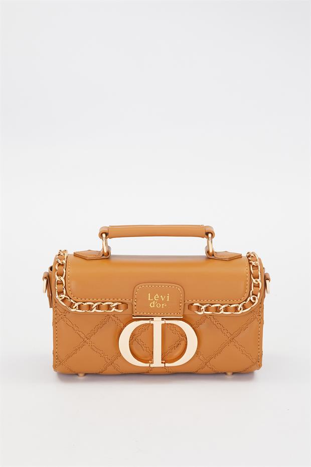 Kahve Metal Halka Detay Omuz Çantası