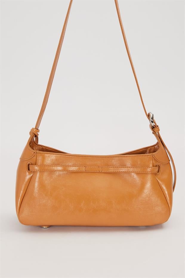 Kahve Metal Kilit Kapamalı Omuz Çantası