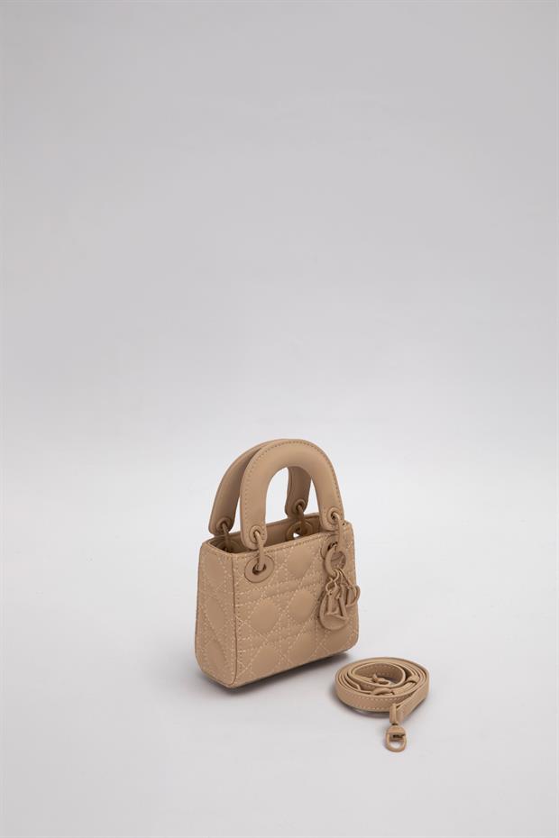 Kahve Mini Boy Aksesuar Detaylı El Çantası