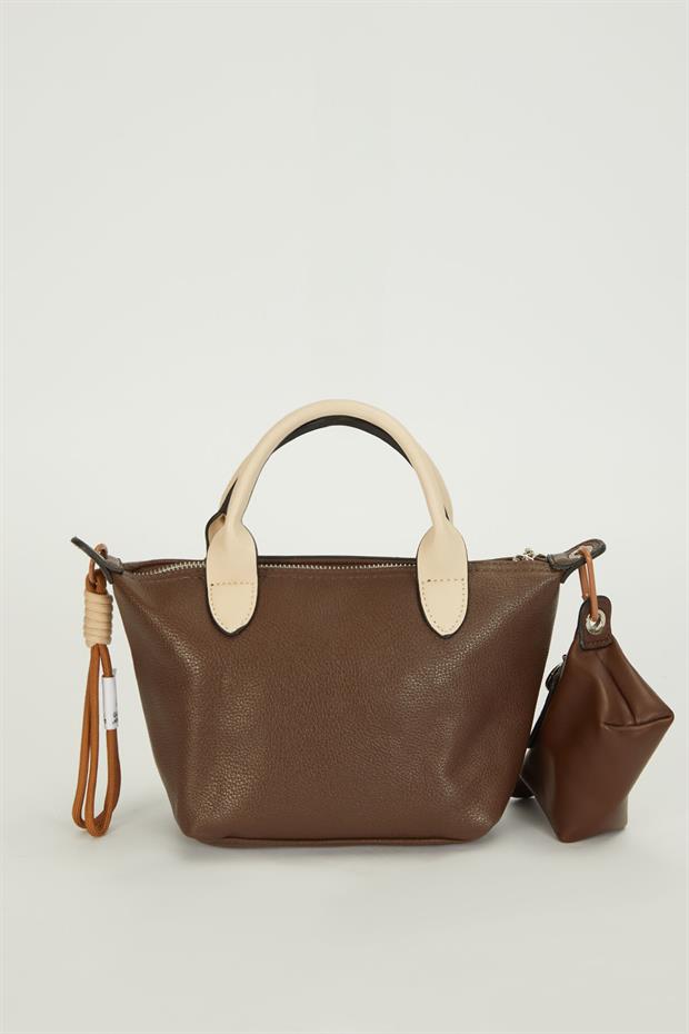 Kahve Mini Çanta Aksesuar Detaylı El Çantası