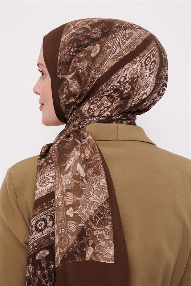 Kahve Motif Desen Royal Şal