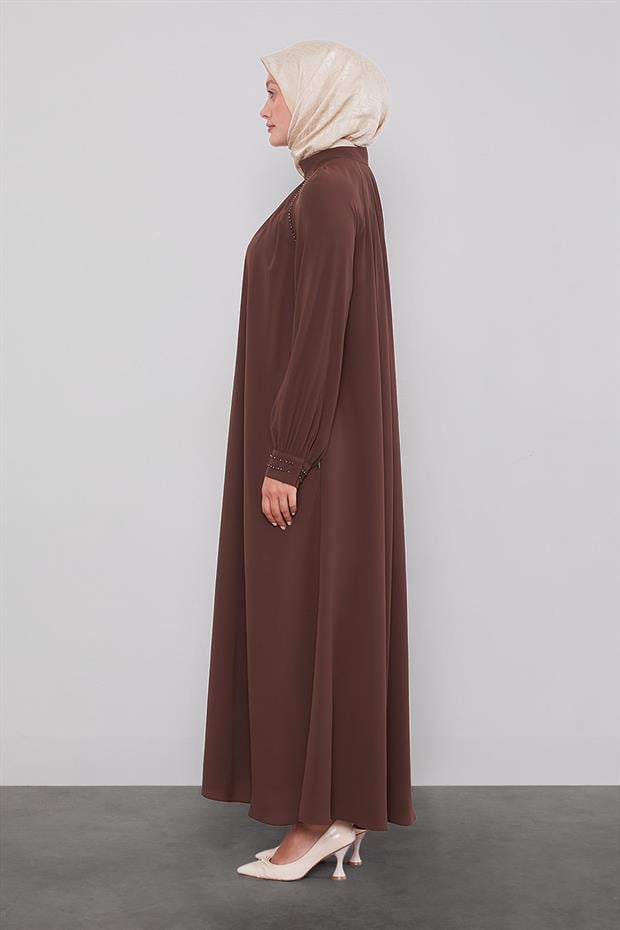 Kahve Omuz Büzgülü Ferace