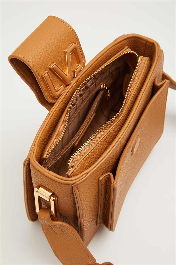 Kahve Ön Cep Detaylı Omuz Çantası