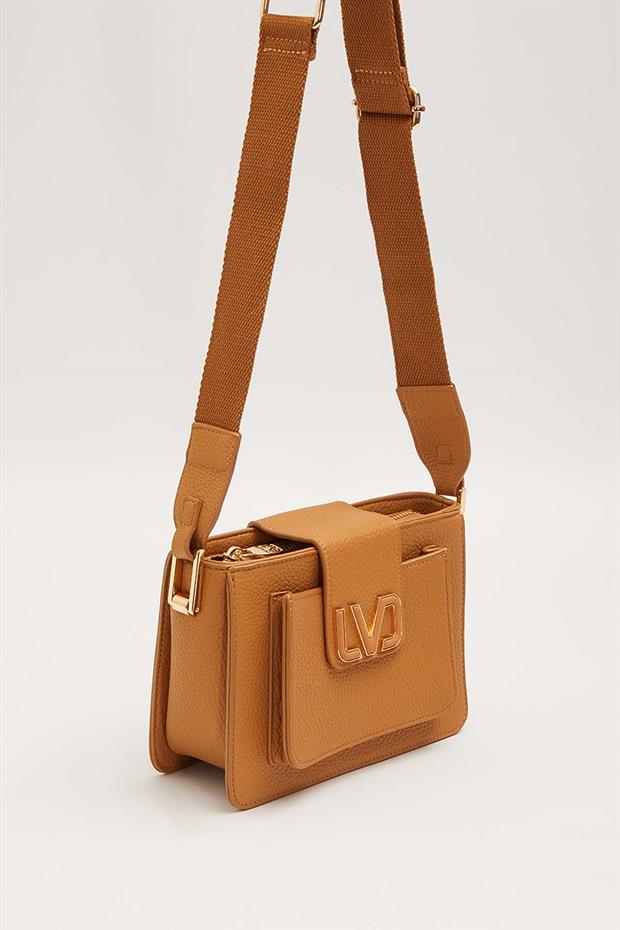 Kahve Ön Cep Detaylı Omuz Çantası