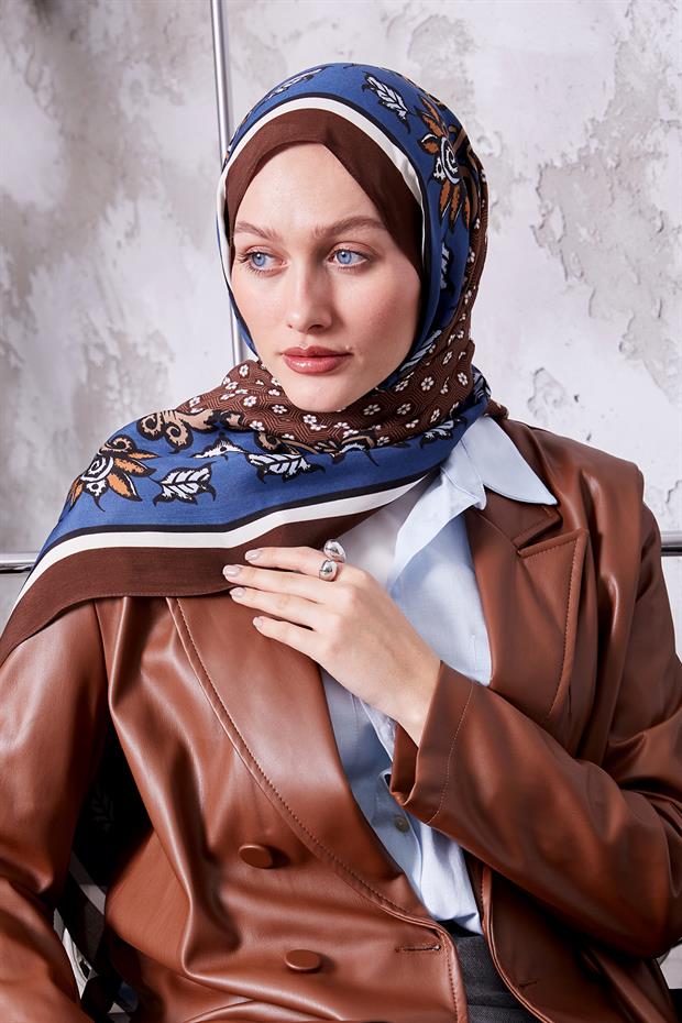 Kahve Papatya Desen Royal Şal