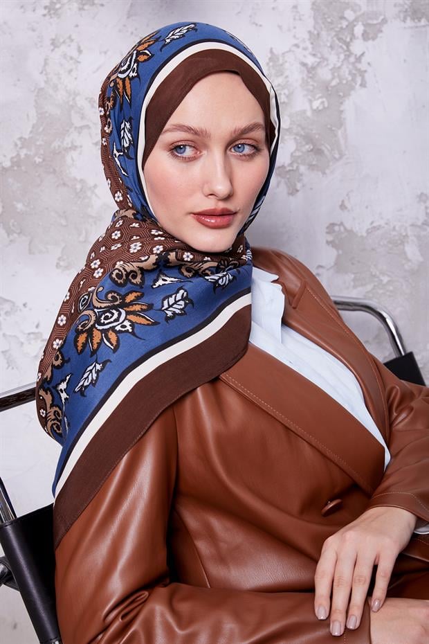 Kahve Papatya Desen Royal Şal