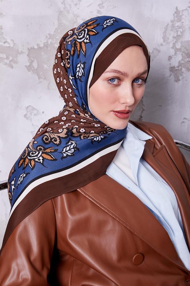 Kahve Papatya Desen Royal Şal