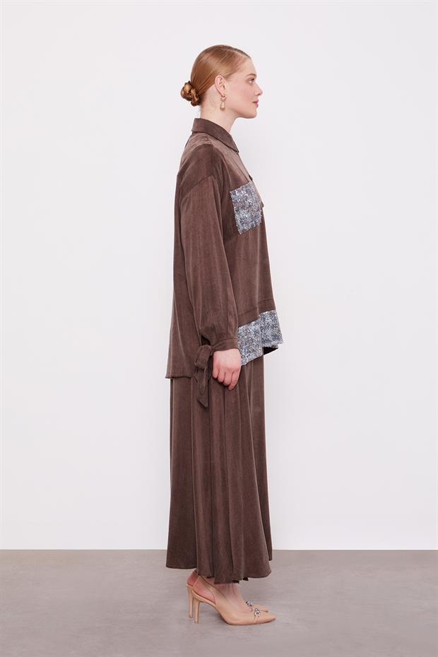 Kahve Pul Payet Detaylı Cupra İkili Takım