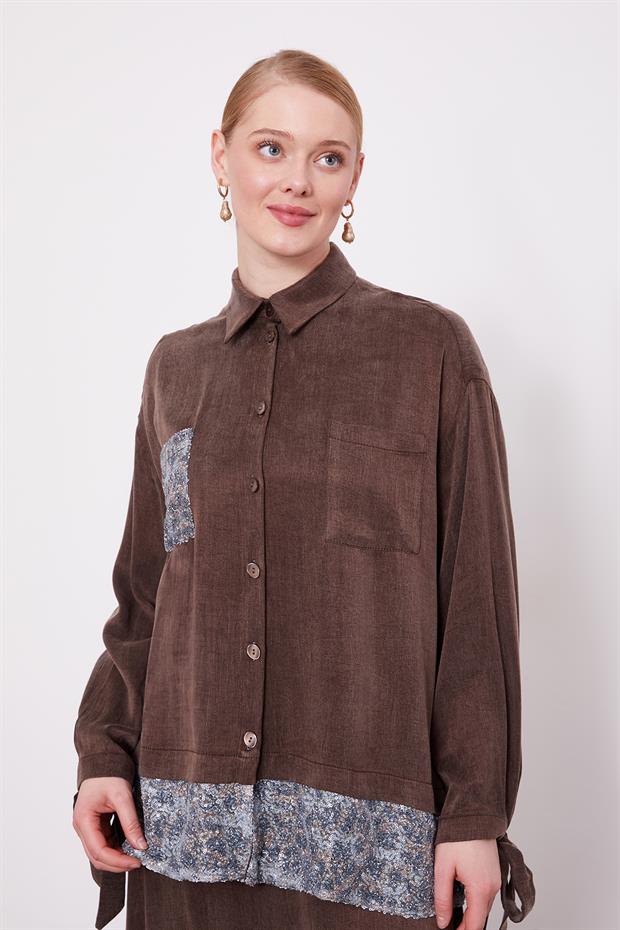 Kahve Pul Payet Detaylı Cupra İkili Takım