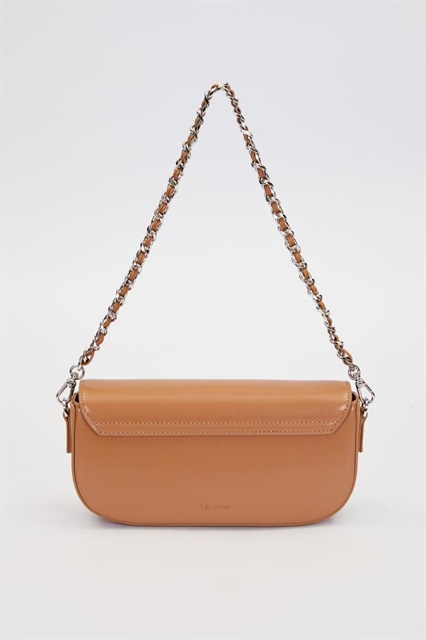 Kahve Silver Kilit Detaylı Omuz Çantası