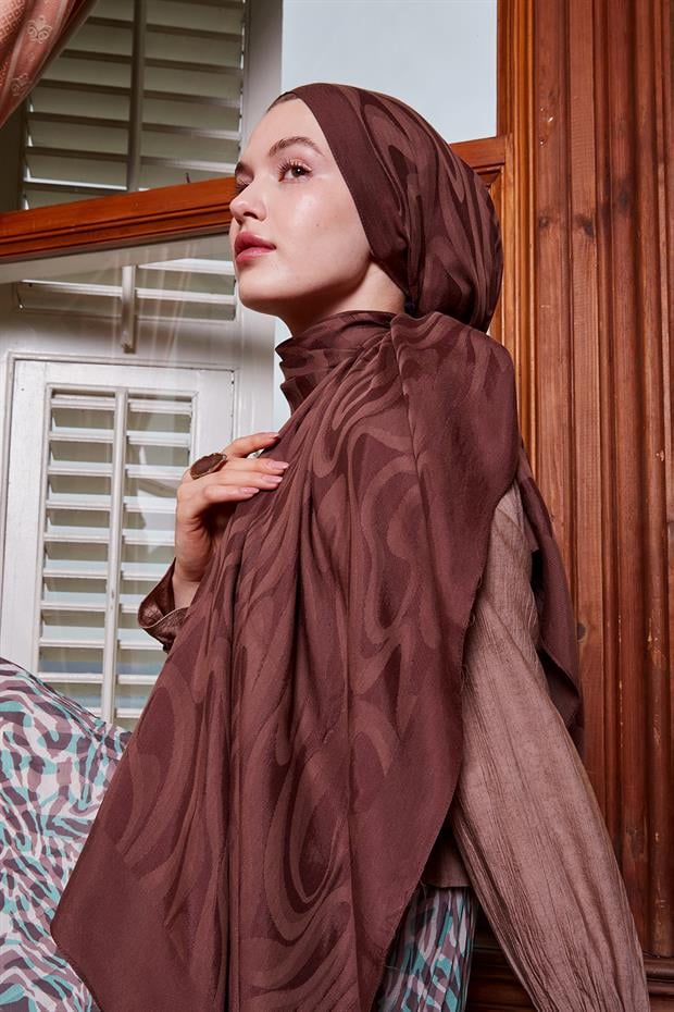 Kahve Soyut Desen Grazia Şal