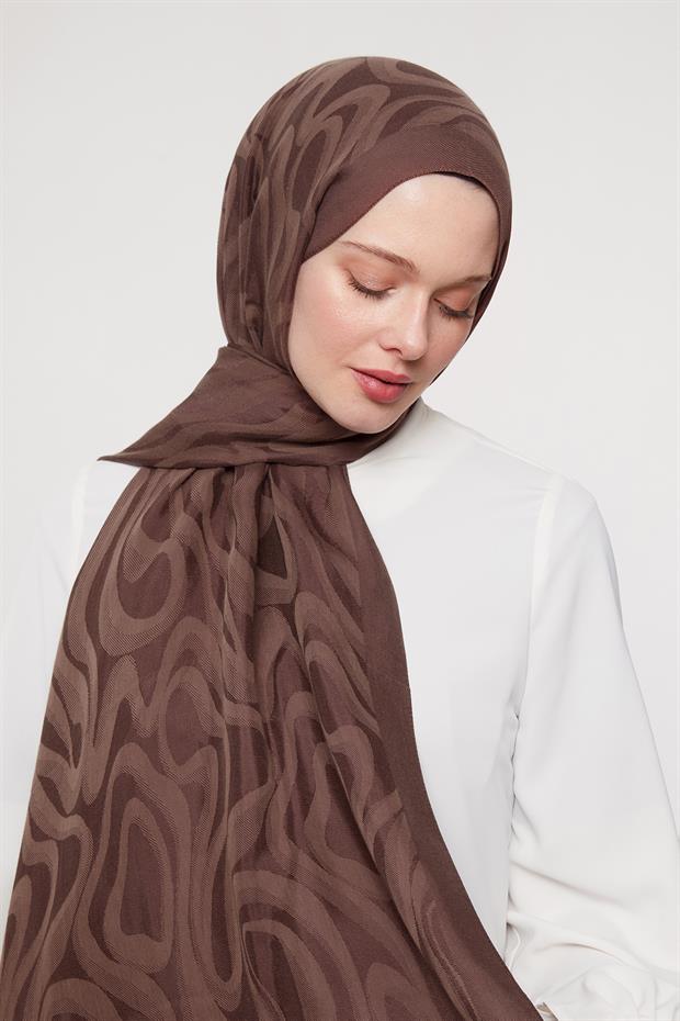 Kahve Soyut Desen Grazia Şal
