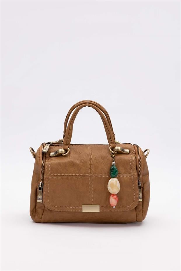 Kahve Taş Aksesuar Detaylı Omuz Çantası