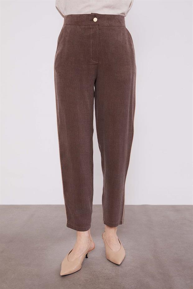 Kahve Taşlı Şerit Detaylı İkili Takım