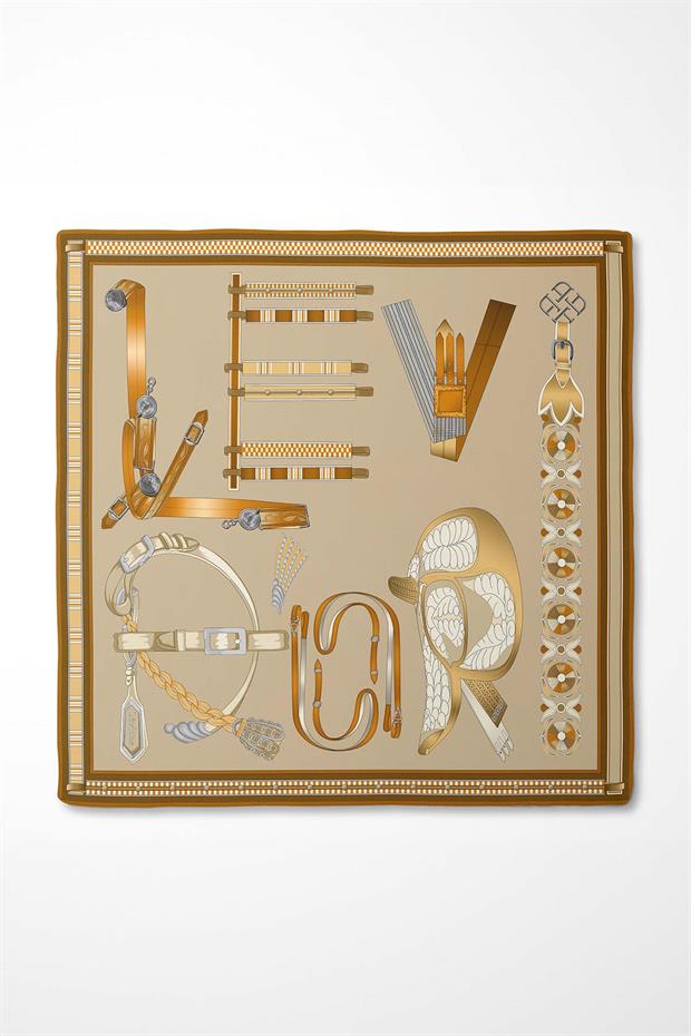 Kahve Twill İpek Eşarp Lunera Koleksiyonu