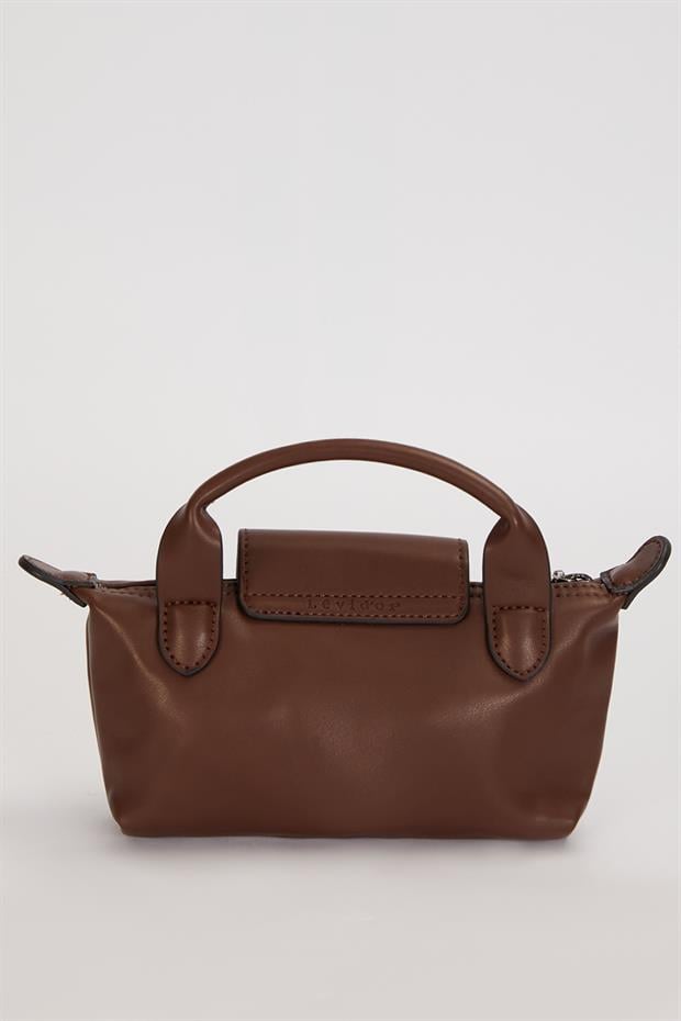Kahve Üst Kapama Detaylı El Çantası