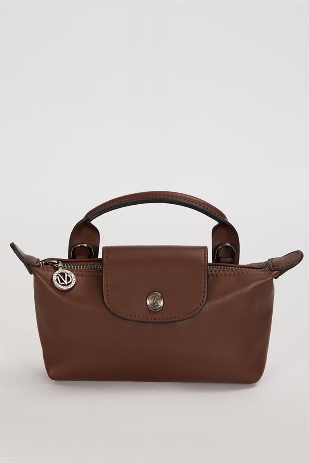 Kahve Üst Kapama Detaylı El Çantası