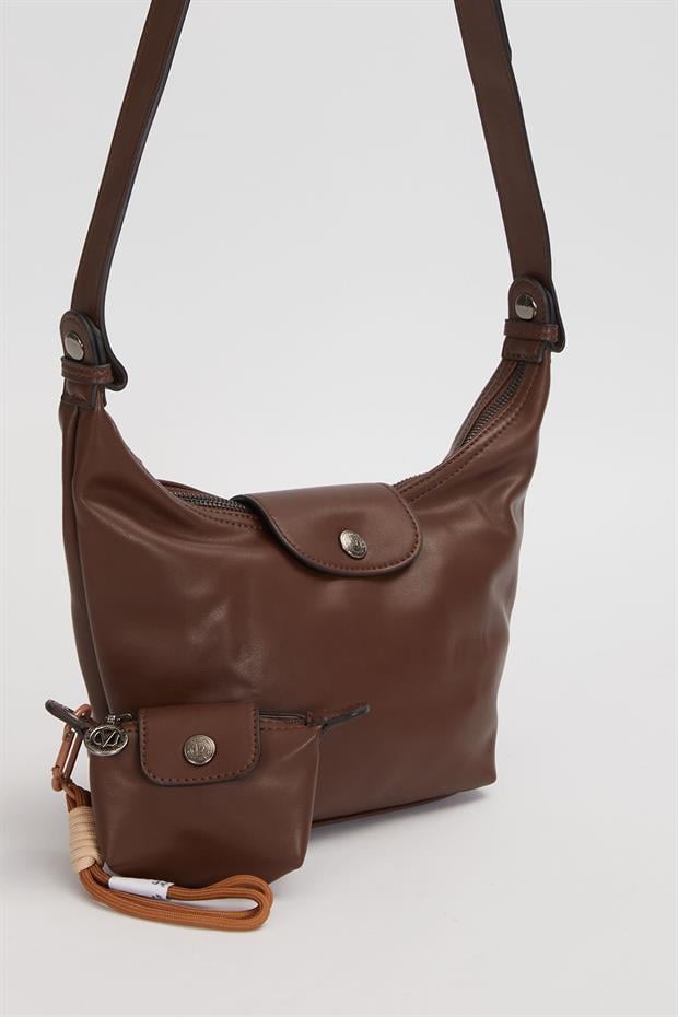 Kahve Uzatılabilir Askılı El Çantası