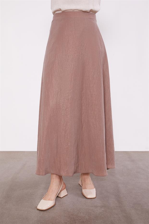 Kahve Yakası Taş Detaylı Cupra Etek Takım