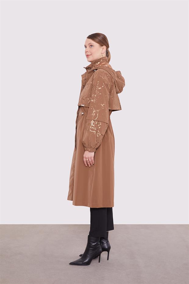 Kahve Yansıma Detaylı Trençkot