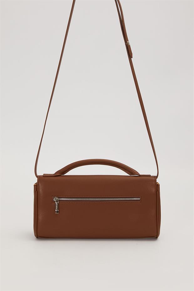 Kahve Yatay Form Omuz Çantası