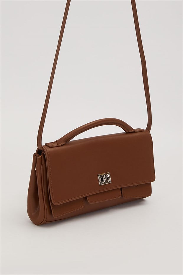 Kahve Yatay Form Omuz Çantası