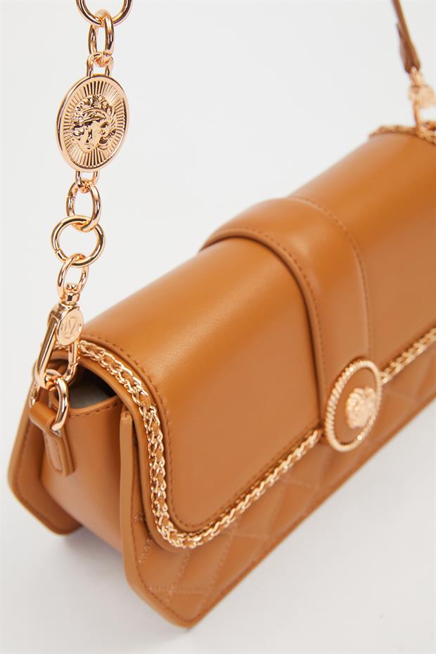 Kahve Yuvarlak Toka Detay Omuz Çantası