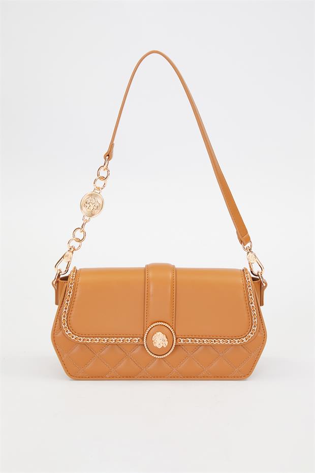 Kahve Yuvarlak Toka Detay Omuz Çantası