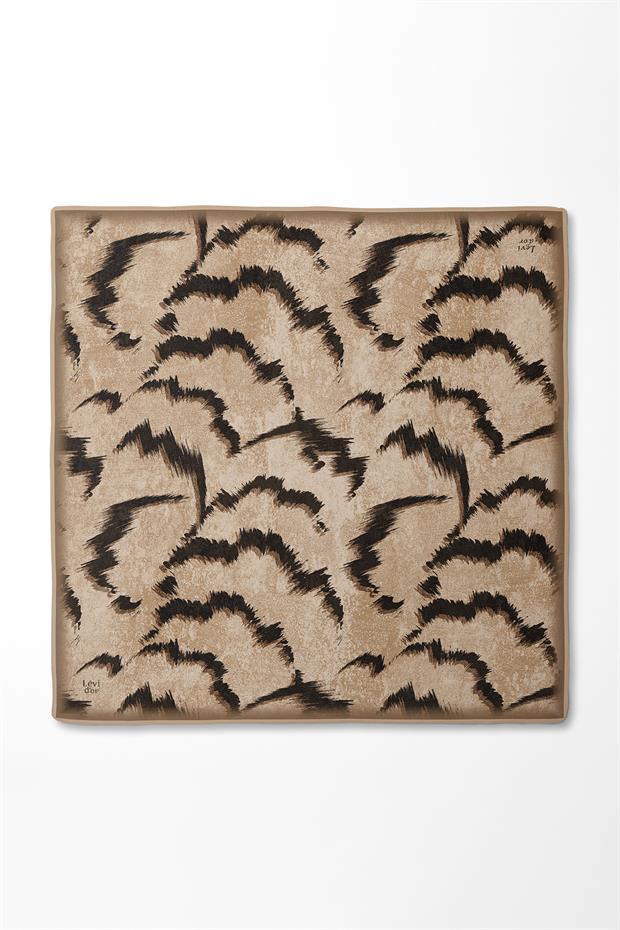 Kahve Zigzag Spor Desen Twill İpek Eşarp