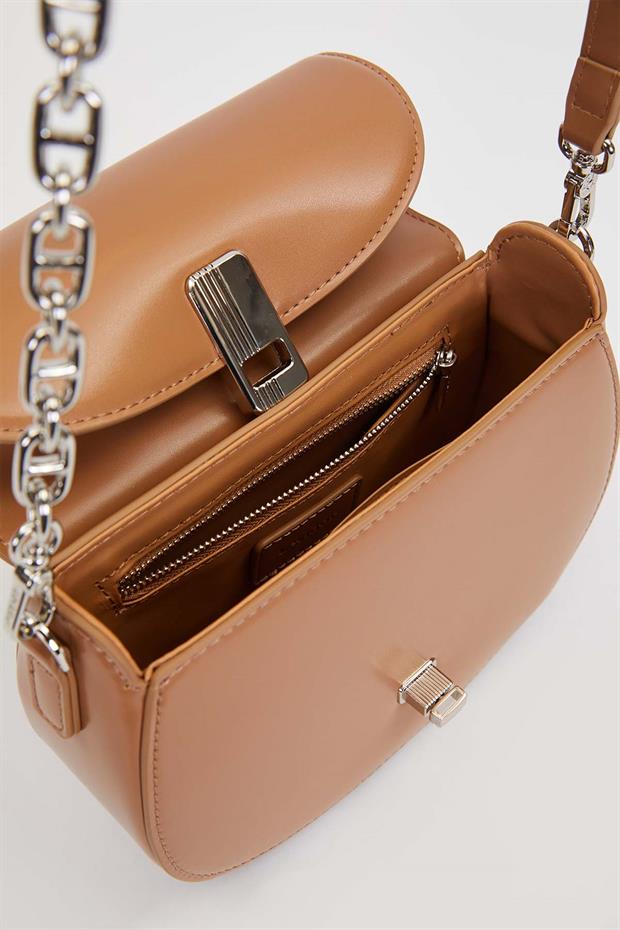 Kahve Zincir Askı Detaylı El Çantası