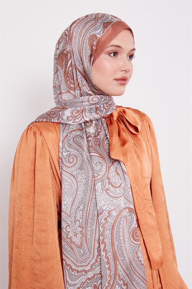 Karamel Sarmal Hint İpeği Şal