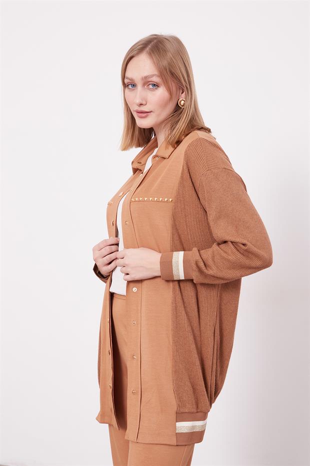 Karamel Simli Ribana Detay Takım