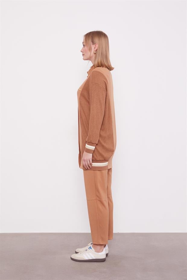 Karamel Simli Ribana Detay Takım