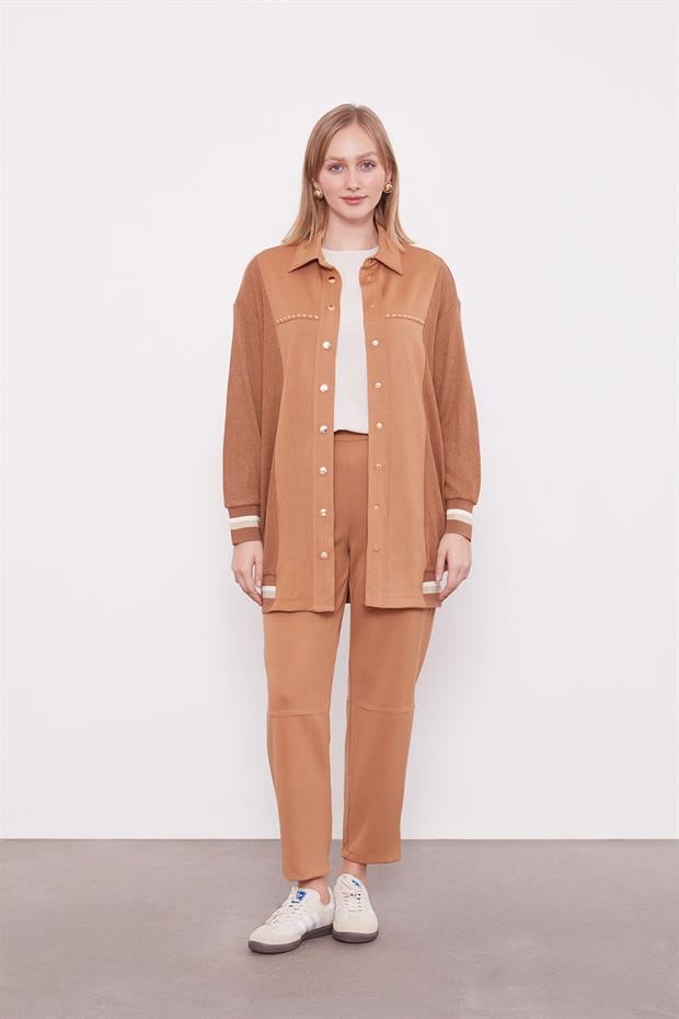 Karamel Simli Ribana Detay Takım