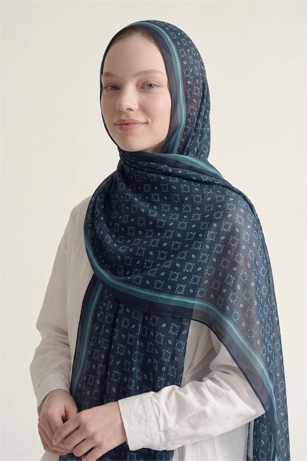 Kenarları Etnik Desen Sport Şal Mint Yeşili