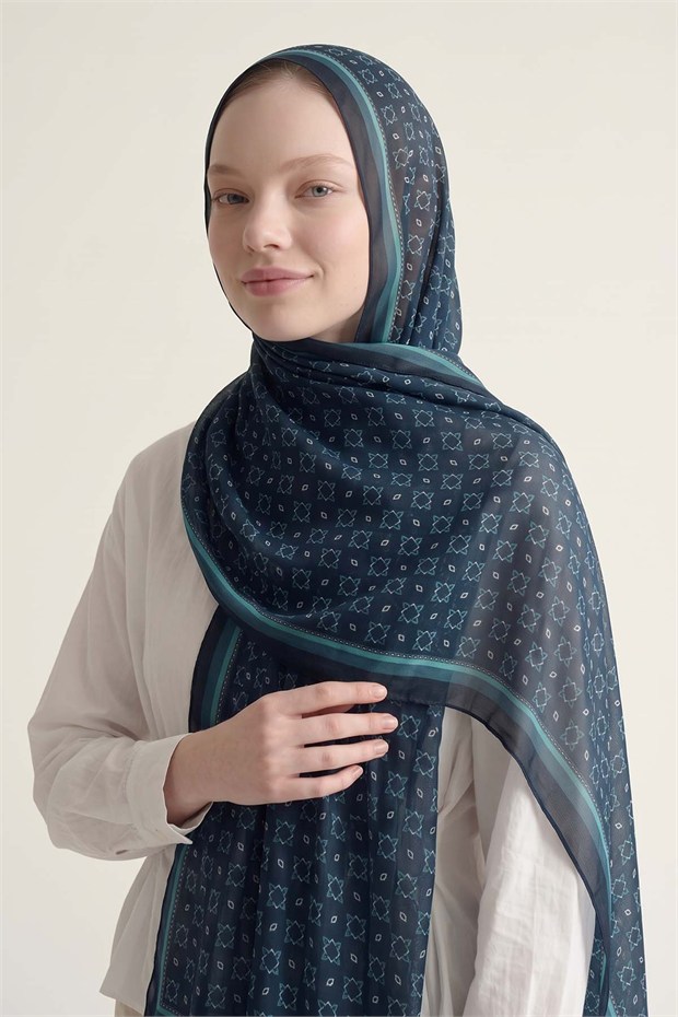 Kenarları Etnik Desen Sport Şal Mint Yeşili