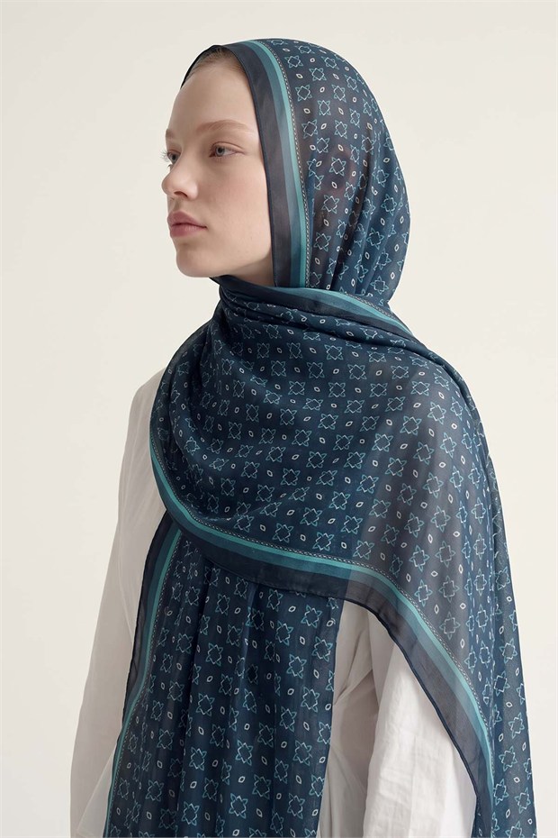 Kenarları Etnik Desen Sport Şal Mint Yeşili