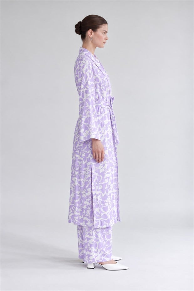 Kimono Pantolon Takım Lila