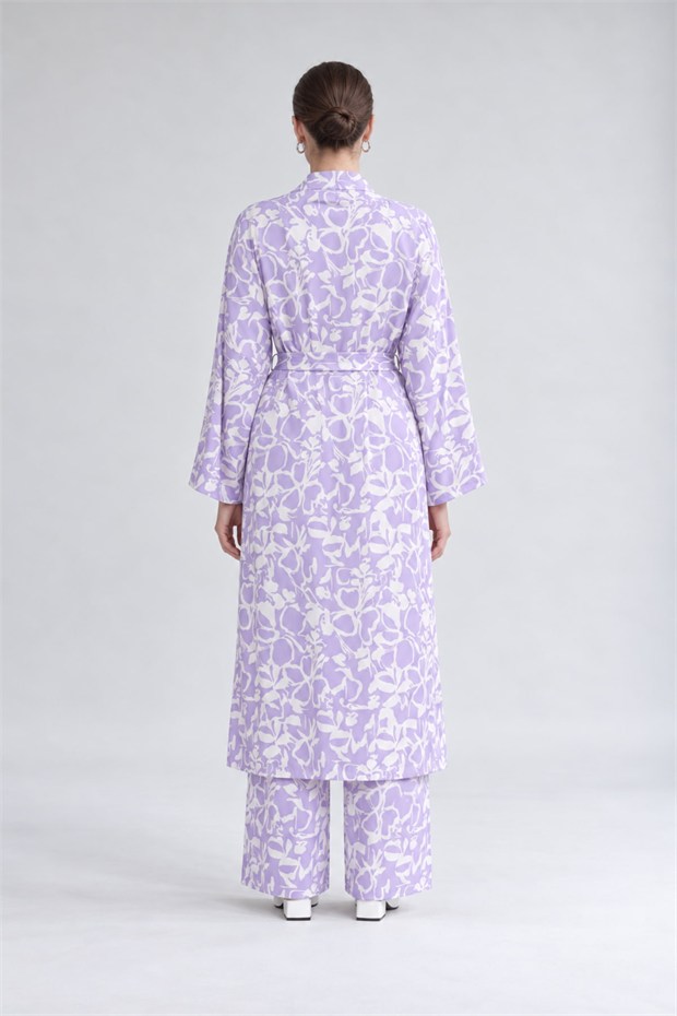 Kimono Pantolon Takım Lila