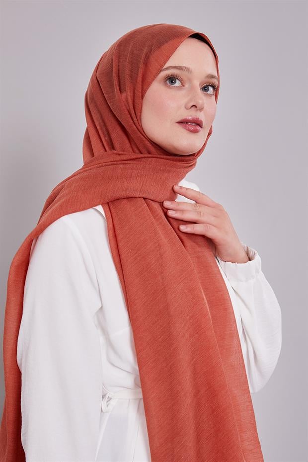 Kiremit Arlyn Düz Şal