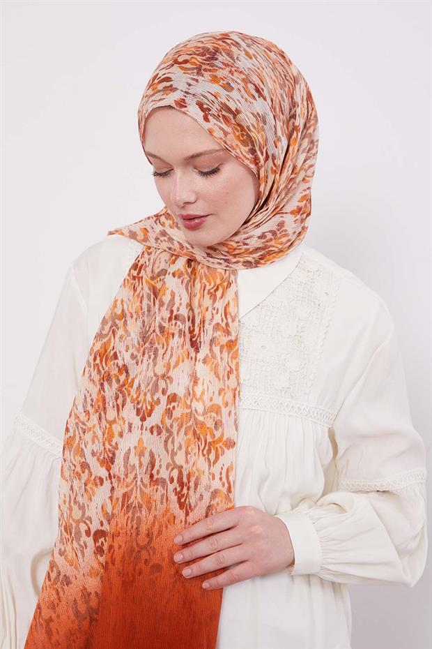 Kiremit Batik Desen Pamuk Şal