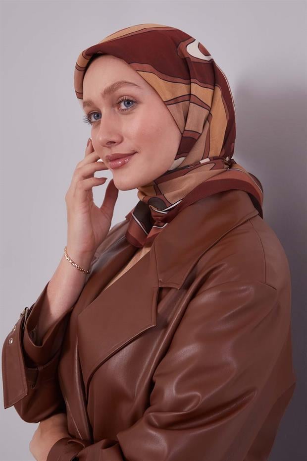 Kiremit Dalgalı Aura Eşarp