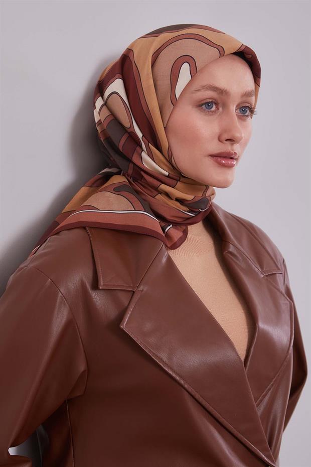 Kiremit Dalgalı Aura Eşarp